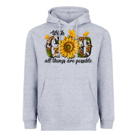 Heather Grey with god all things are possible Heavyweight Hoodie - texasbilliewilder