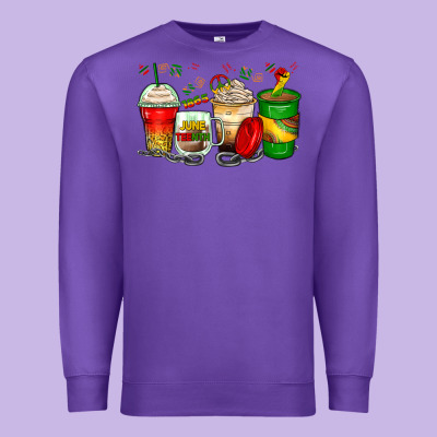 Juneteenth Coffee Cups Premium Sweatshirt Designed By Zillion Design Studio