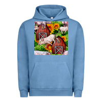 Pigment Pebble Blue Mama And Baby Pig Urban Hoodie - BundleAndBundleShop