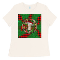 Bone Christmas bull skull Ladies Tee - BarkalooDesign