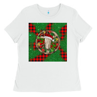 White Christmas bull skull Ladies Tee - BarkalooDesign