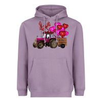 Lavender Valentine's day pink tractor with pin heart balloons Heavyweight Hoodie - RanaPortraitStore