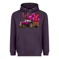 Plum Valentine's day pink tractor with pin heart balloons Heavyweight Hoodie - RanaPortraitStore