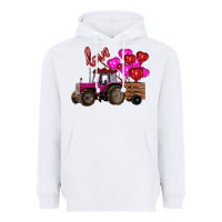 White Valentine's day pink tractor with pin heart balloons Heavyweight Hoodie - RanaPortraitStore