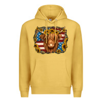 Antique Gold 4th of july shaggy cow Premium Hoodie - Jasminsmagicworld