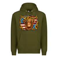 Army Green 4th of july shaggy cow Premium Hoodie - Jasminsmagicworld