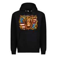 Black 4th of july shaggy cow Premium Hoodie - Jasminsmagicworld
