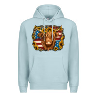 Blue Mist 4th of july shaggy cow Premium Hoodie - Jasminsmagicworld