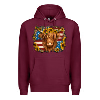 Burgundy 4th of july shaggy cow Premium Hoodie - Jasminsmagicworld