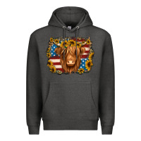 Charcoal Heather 4th of july shaggy cow Premium Hoodie - Jasminsmagicworld