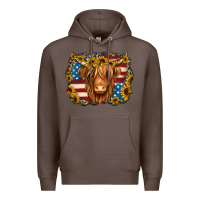Coffee 4th of july shaggy cow Premium Hoodie - Jasminsmagicworld