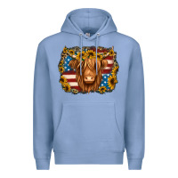 Colony Blue 4th of july shaggy cow Premium Hoodie - Jasminsmagicworld