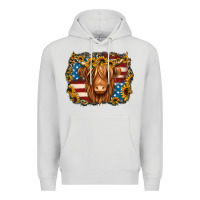 Dove Grey 4th of july shaggy cow Premium Hoodie - Jasminsmagicworld