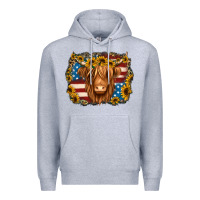 Heather Grey 4th of july shaggy cow Premium Hoodie - Jasminsmagicworld