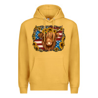 Mustard 4th of july shaggy cow Premium Hoodie - Jasminsmagicworld