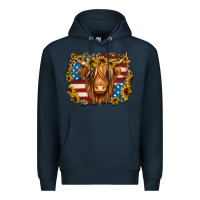 Navy 4th of july shaggy cow Premium Hoodie - Jasminsmagicworld