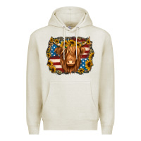 Oatmeal Heather 4th of july shaggy cow Premium Hoodie - Jasminsmagicworld