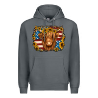 Rock 4th of july shaggy cow Premium Hoodie - Jasminsmagicworld
