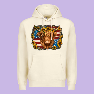 4th Of July Shaggy Cow Premium Hoodie Designed By Jasminsmagicworld