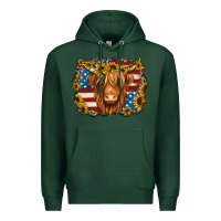 Sports Green 4th of july shaggy cow Premium Hoodie - Jasminsmagicworld