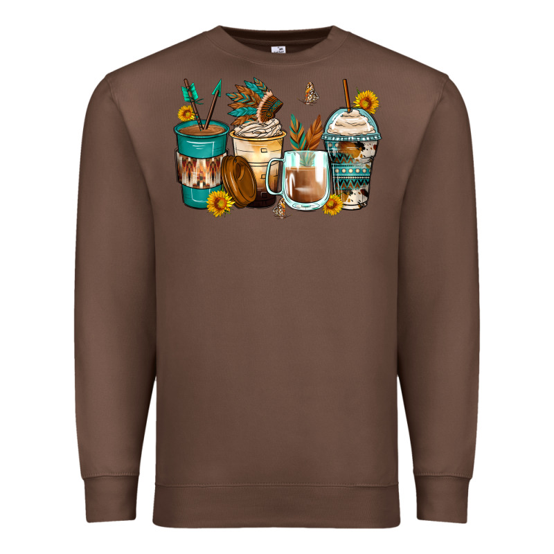 Indian Headdress Coffee Cups Premium Sweatshirt by Zillion Design Studio | Teevron
