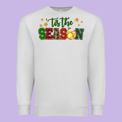 'tis The Season Softball Christmas Premium Sweatshirt Designed By Ranaportraitstore
