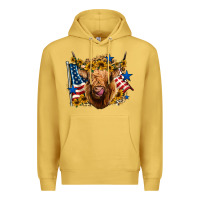 Antique Gold 4th of july shaggy cow leopard background Premium Hoodie - Jasminsmagicworld
