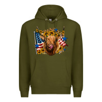 Army Green 4th of july shaggy cow leopard background Premium Hoodie - Jasminsmagicworld