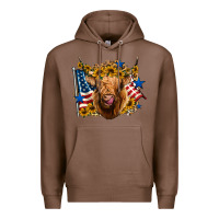 Chestnut 4th of july shaggy cow leopard background Premium Hoodie - Jasminsmagicworld