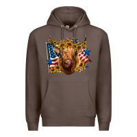 Coffee 4th of july shaggy cow leopard background Premium Hoodie - Jasminsmagicworld