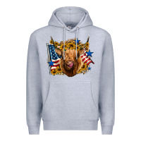 Heather Grey 4th of july shaggy cow leopard background Premium Hoodie - Jasminsmagicworld