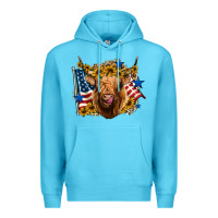 Ocean Blue 4th of july shaggy cow leopard background Premium Hoodie - Jasminsmagicworld