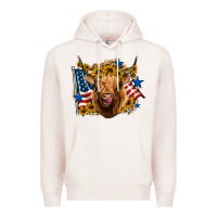 Pale Pink 4th of july shaggy cow leopard background Premium Hoodie - Jasminsmagicworld