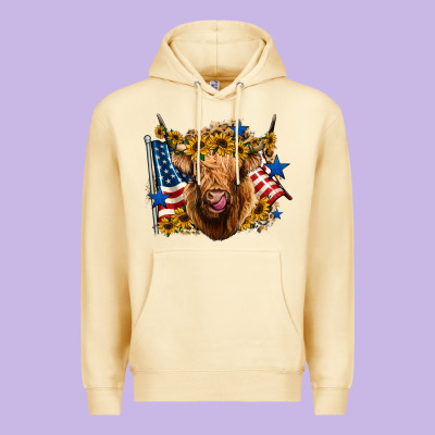4th Of July Shaggy Cow Leopard Background Premium Hoodie Designed By Jasminsmagicworld