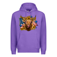 Purple 4th of july shaggy cow leopard background Premium Hoodie - Jasminsmagicworld