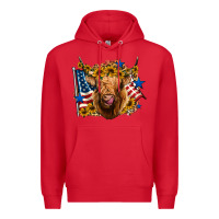 Red 4th of july shaggy cow leopard background Premium Hoodie - Jasminsmagicworld