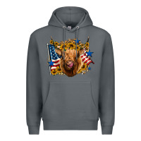 Rock 4th of july shaggy cow leopard background Premium Hoodie - Jasminsmagicworld
