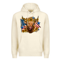 Sandshell 4th of july shaggy cow leopard background Premium Hoodie - Jasminsmagicworld
