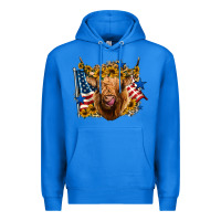 True Royal 4th of july shaggy cow leopard background Premium Hoodie - Jasminsmagicworld