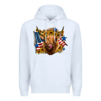 White 4th of july shaggy cow leopard background Premium Hoodie - Jasminsmagicworld