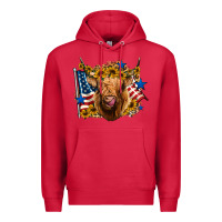 Cardinal 4th of july shaggy cow leopard background Premium Hoodie - Jasminsmagicworld