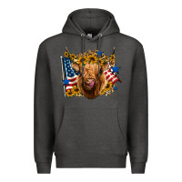 Charcoal Heather 4th of july shaggy cow leopard background Premium Hoodie - Jasminsmagicworld