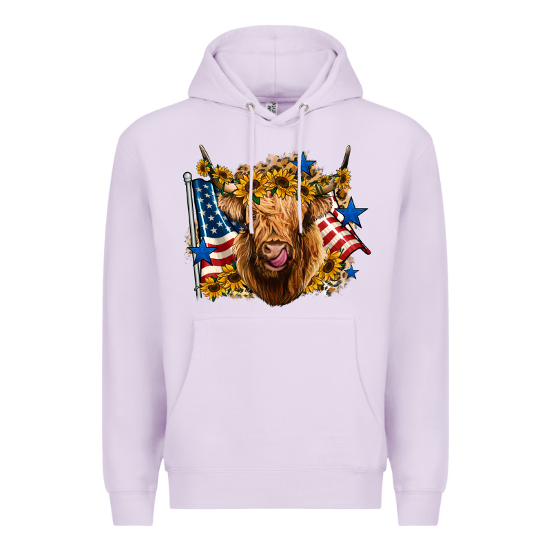 4th Of July Shaggy Cow Leopard Background Premium Hoodie by Jasminsmagicworld | Teevron