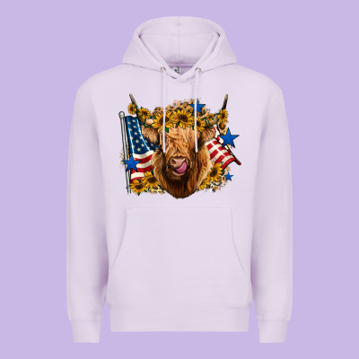 4th Of July Shaggy Cow Leopard Background Premium Hoodie Designed By Jasminsmagicworld