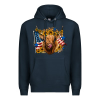Navy 4th of july shaggy cow leopard background Premium Hoodie - Jasminsmagicworld