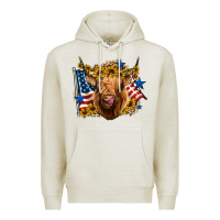 Oatmeal Heather 4th of july shaggy cow leopard background Premium Hoodie - Jasminsmagicworld
