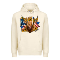 Tofu 4th of july shaggy cow leopard background Premium Hoodie - Jasminsmagicworld