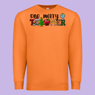 One Merry Teacher Premium Sweatshirt Designed By Ranaportraitstore