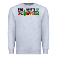 Heather Grey one merry teacher Premium Sweatshirt - RanaPortraitStore