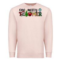 Pale Pink one merry teacher Premium Sweatshirt - RanaPortraitStore